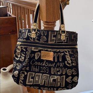Coach Black and Gold Poppy Purse